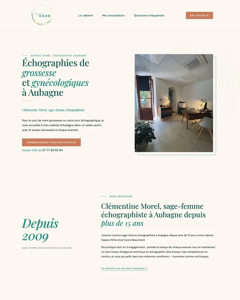 Aperçu du site de l'Espace Ekhô, sage-femme échographiste à Aubagne