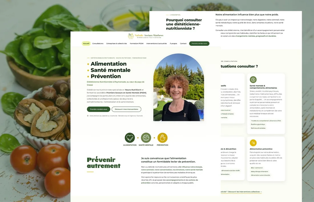 Aperçu du site d'Alimentation Plaisir, diététicienne-nutritionniste à Peymeinade