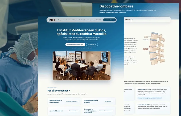 Aperçu du site de l'Institut Méditerranéen du Dos, chirurgie du rachis à Marseille