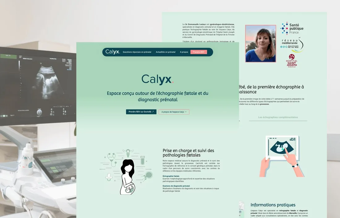 Aperçu du site de l'Espace Calyx, diagnostic prénatal à Marseille